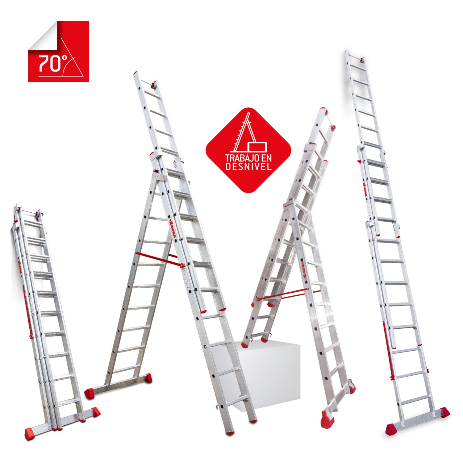 EN1500 | Escada multiusos de 3 lanços com degraus confortáveis