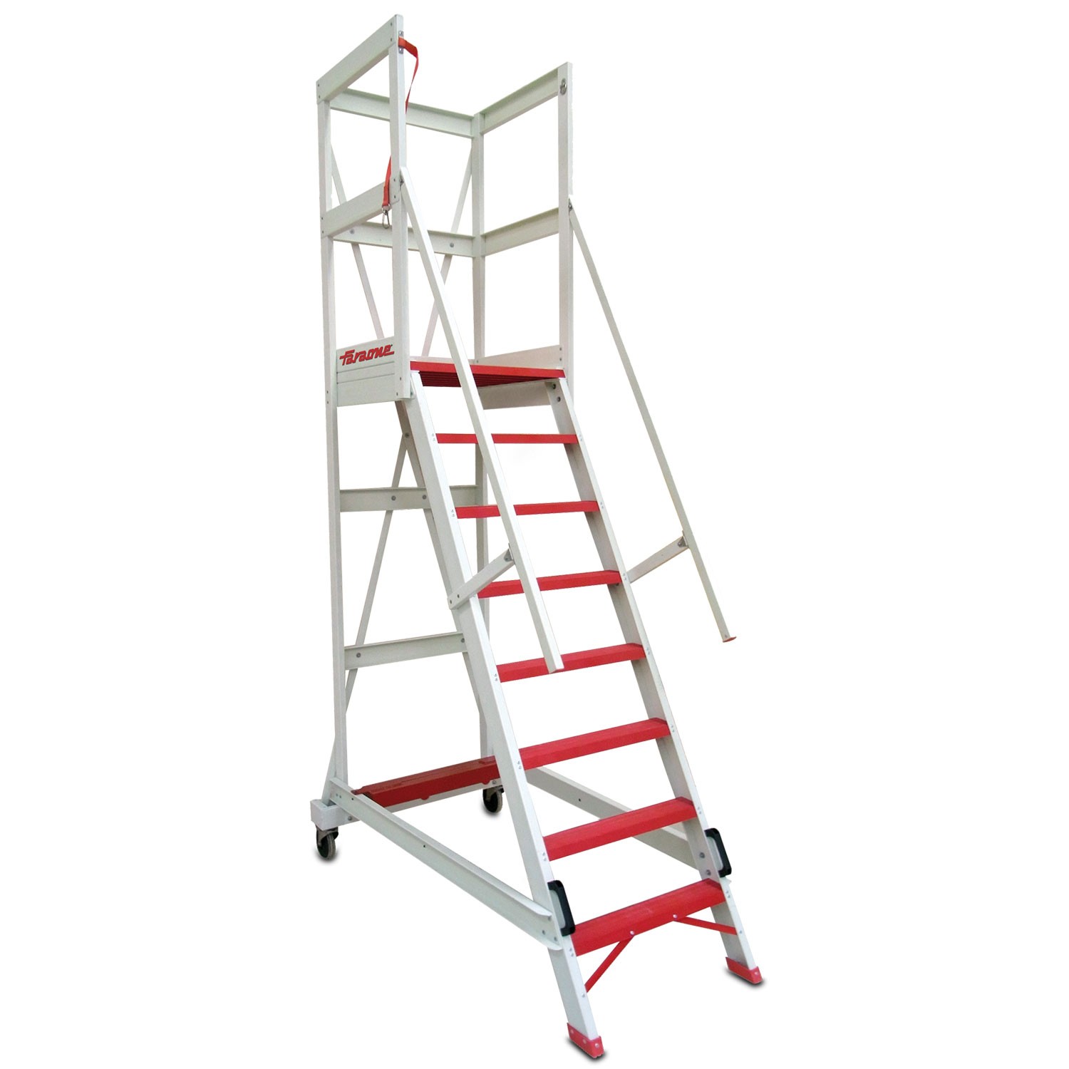 ALFI | Escada com plataforma e gradil de segurança em fibra de vidro