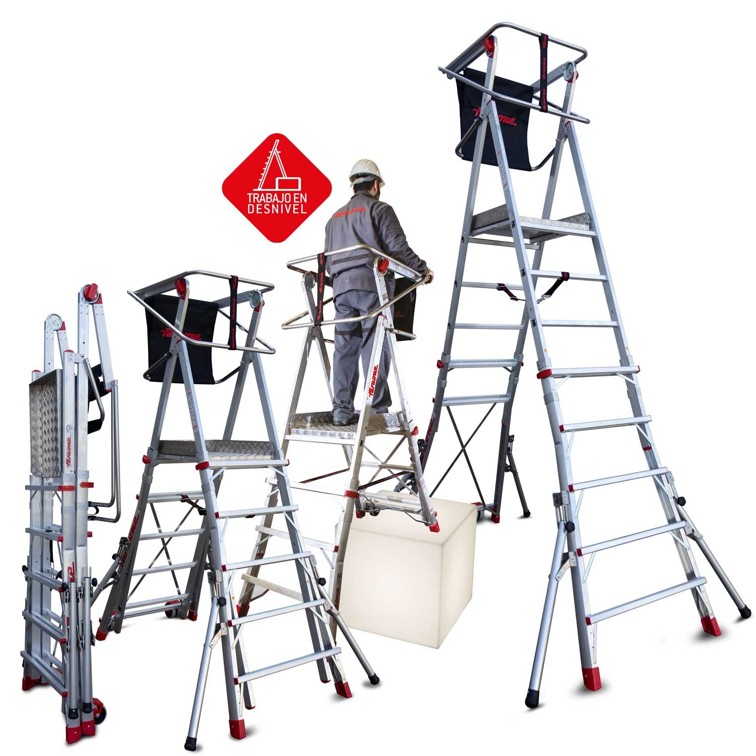 PLS | Escada com plataforma ampla e altura ajustável