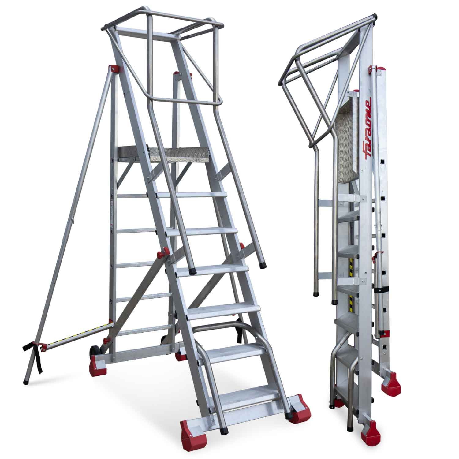 SMTS | Escada de armazém com plataforma, rodas e  estabilizadores a partir do modelo SMTS120